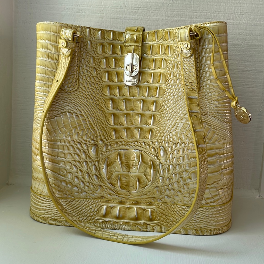 Brahmin Yellow Croc-Embossed Shoulder Bag